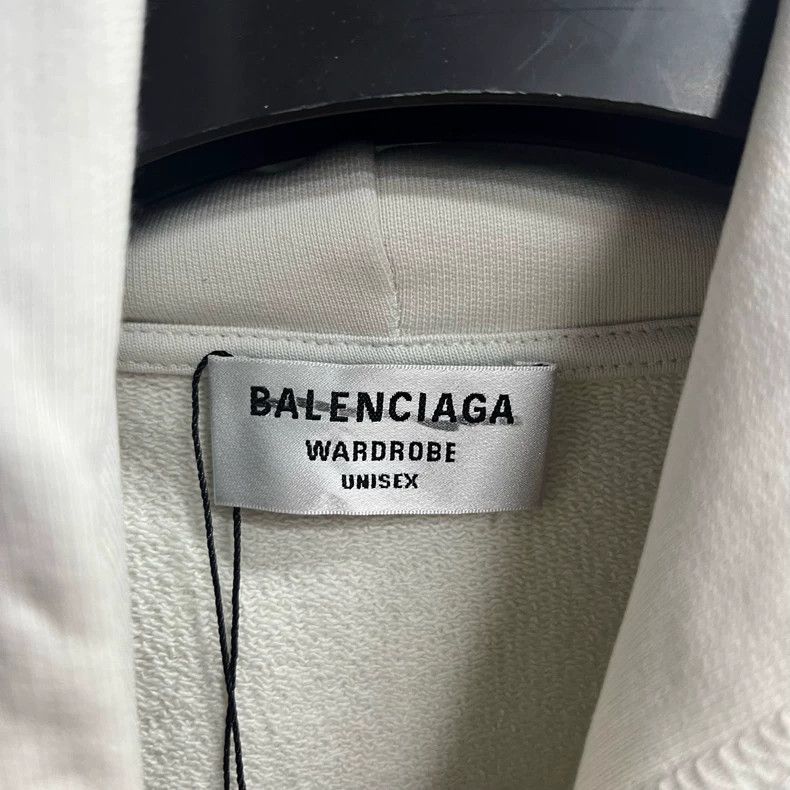 Balenciaga Balenciaga White Logo Embroidered Hoodie Size US S / EU 44-46 / 1 - 2 Thumbnail