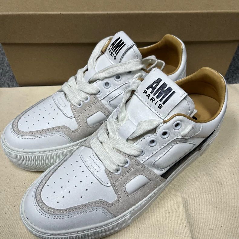 AMI White Suede Low-Top Sneakers by AMI Paris Size US 6 / EU 39 - 3 Thumbnail