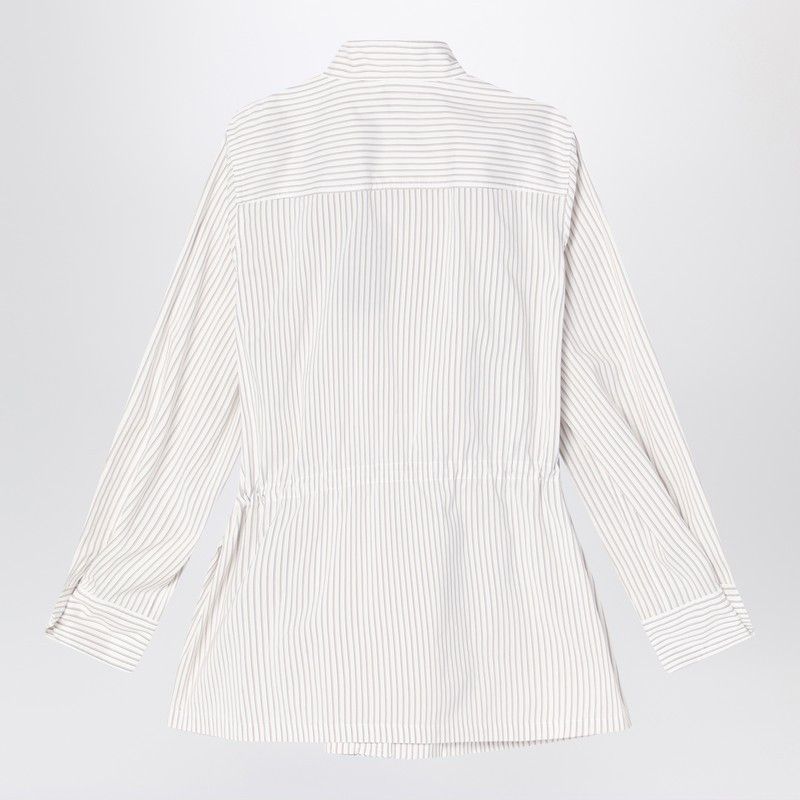 Fendi Fendi White Striped Cotton And Silk Blouson Size M / US 6-8 / IT 42-44 - 2 Thumbnail