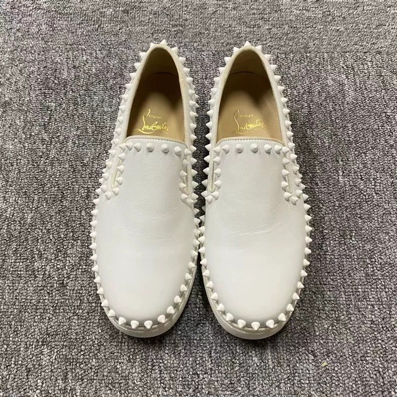 Christian Louboutin Christian Louboutin White Leather Slip-On Shoes Size US 6 / EU 39 - 2 Thumbnail