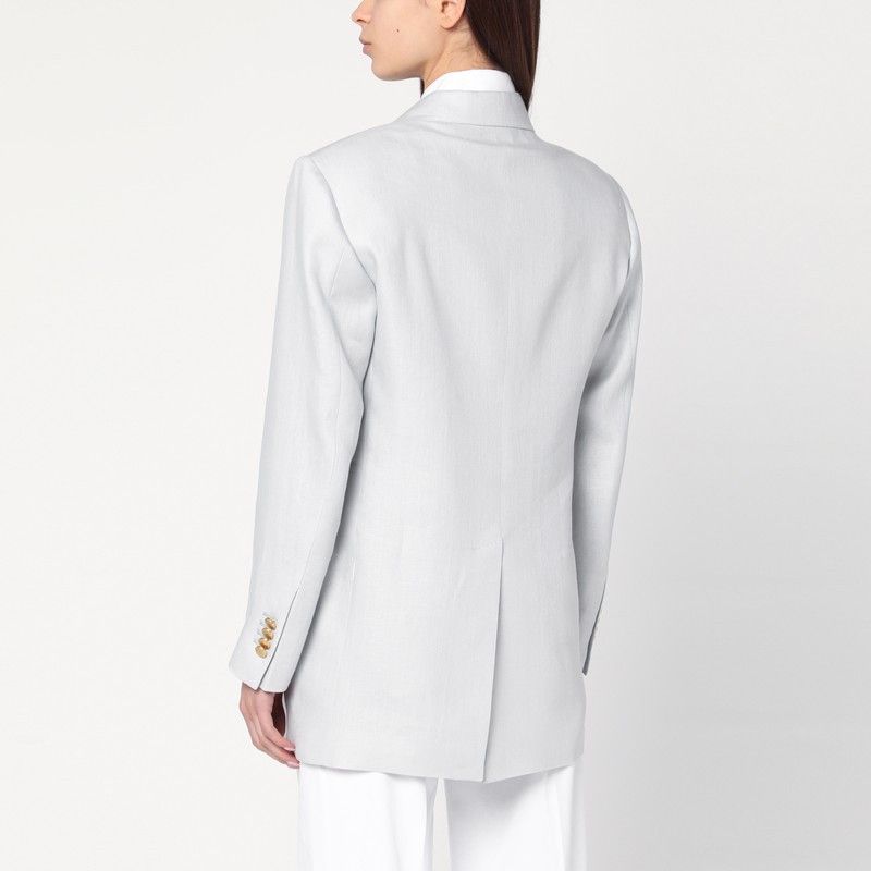 Tagliatore Tagliatore Light Grey Single-Breasted Linen Jacket Size M / US 6-8 / IT 42-44 - 2 Thumbnail