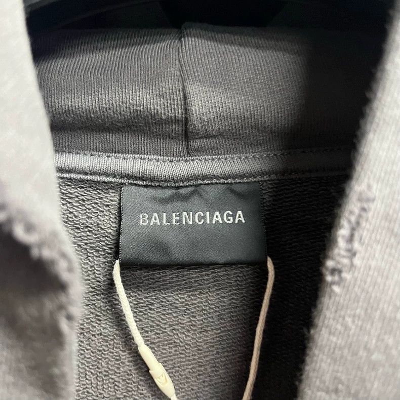 Balenciaga Balenciaga Gray Logo Print Hooded Sweatshirt Size US M / EU 48-50 / 2 - 2 Thumbnail