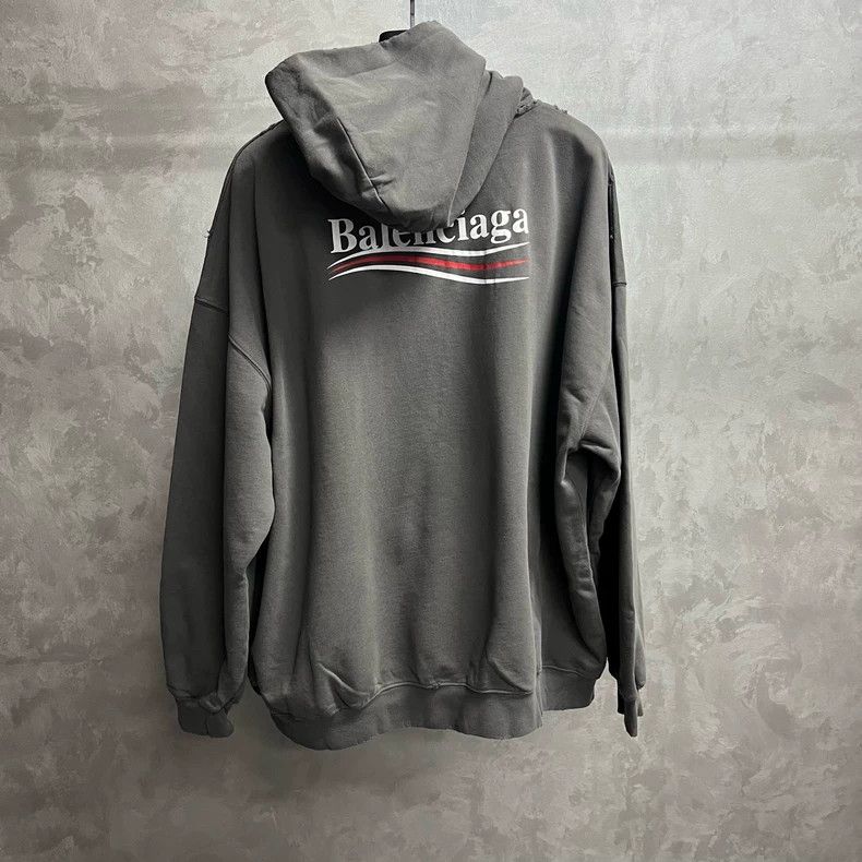 Balenciaga Balenciaga Gray Logo Print Hooded Sweatshirt Size US M / EU 48-50 / 2 - 6 Thumbnail