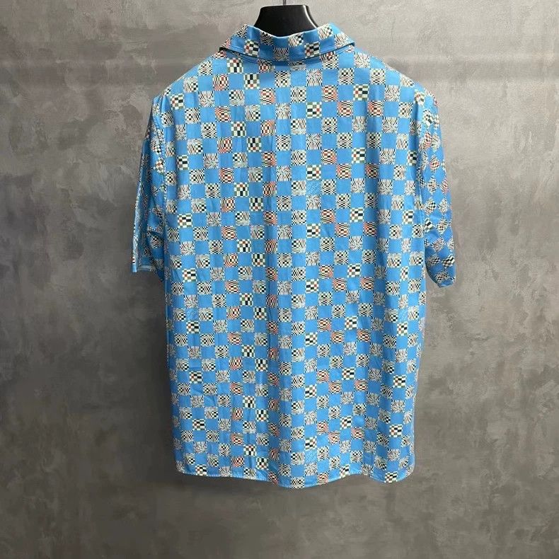 Louis Vuitton Louis Vuitton Blue Checkered Short Sleeve Shirt Size US XL / EU 56 / 4 - 2 Thumbnail