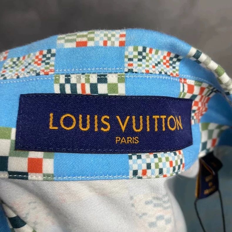 Louis Vuitton Louis Vuitton Blue Checkered Short Sleeve Shirt Size US XL / EU 56 / 4 - 3 Thumbnail