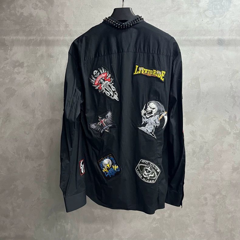 Philipp Plein Black Skull Embroidered Long Sleeve Shirt Size US XL / EU 56 / 4 - 7 Thumbnail
