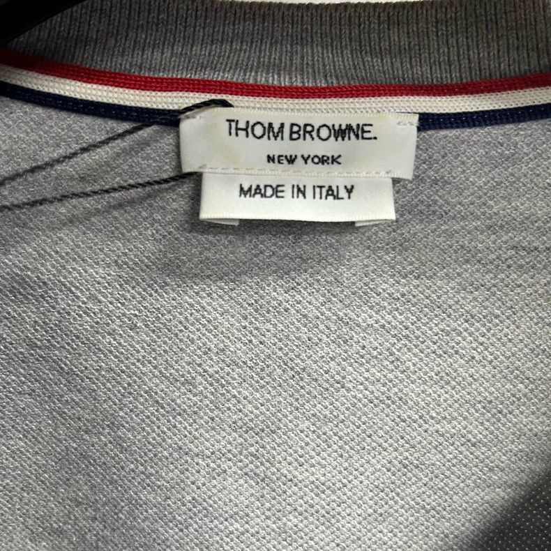 Thom Browne Gray Striped Short Sleeve Polo Shirt Size US M / EU 48-50 / 2 - 2 Thumbnail