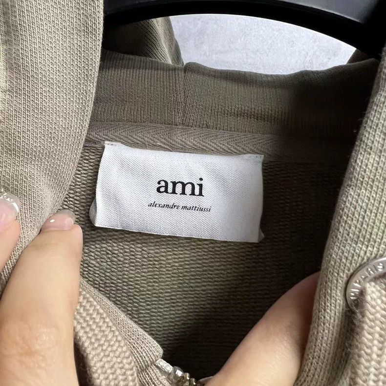 AMI Khaki Logo Heart Hooded Sweatshirt Size US XL / EU 56 / 4 - 3 Thumbnail
