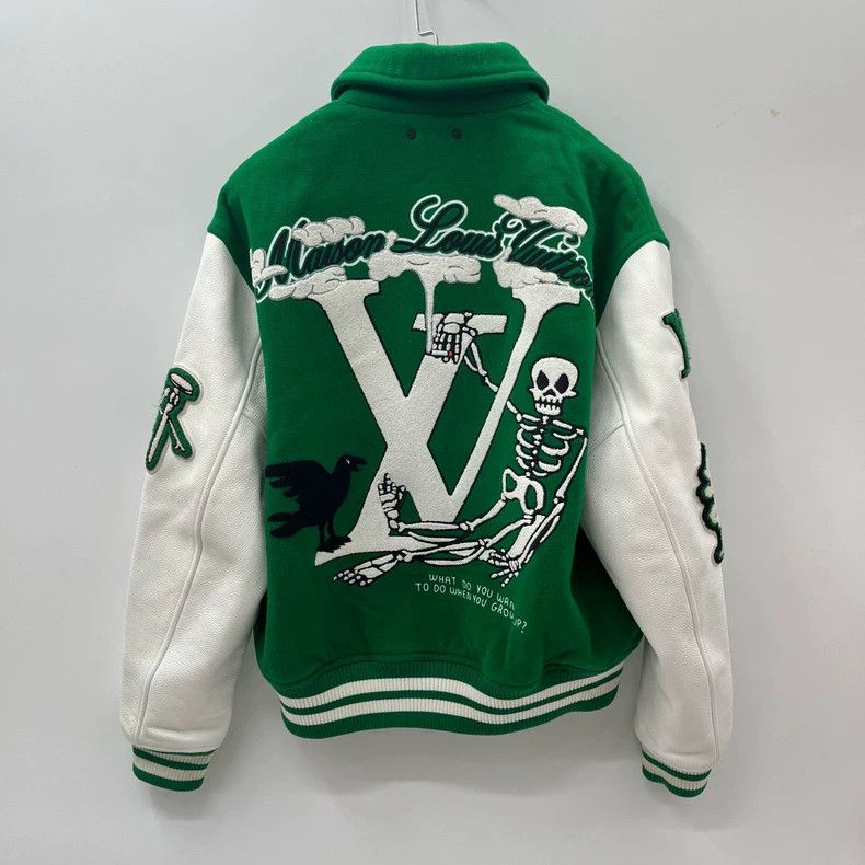 Louis Vuitton Louis Vuitton Green Embroidered Baseball Jacket Size US M / EU 48-50 / 2 - 3 Thumbnail