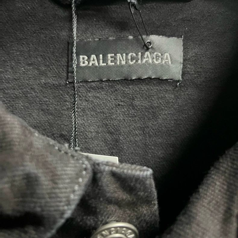 Balenciaga Balenciaga Black Denim Jacket with Logo Size US S / EU 44-46 / 1 - 3 Thumbnail