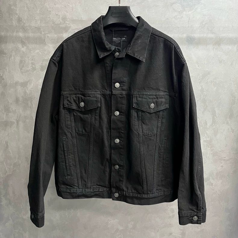 Balenciaga Balenciaga Black Denim Jacket with Logo Size US S / EU 44-46 / 1 - 2 Thumbnail