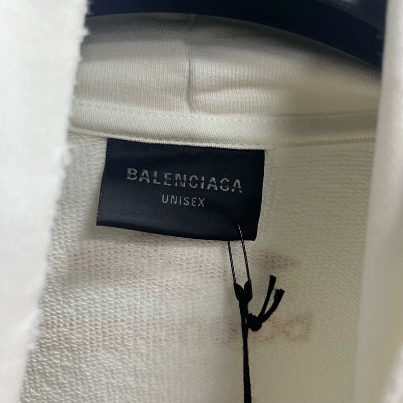 Balenciaga Balenciaga Logo Print Hoodie in White Size US M / EU 48-50 / 2 - 2 Thumbnail