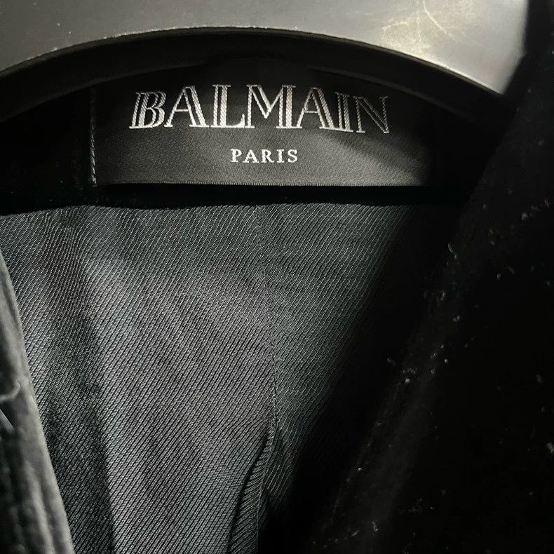Balmain Black Velvet Shoulder Pad Blazer Jacket Size US S / EU 44-46 / 1 - 2 Thumbnail