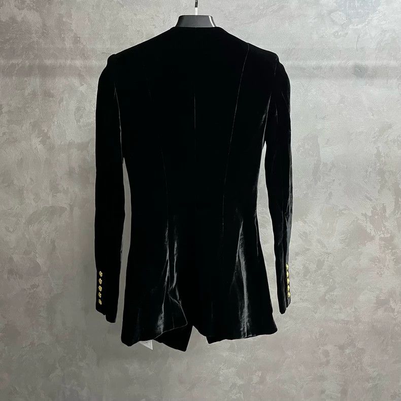 Balmain Black Velvet Shoulder Pad Blazer Jacket Size US S / EU 44-46 / 1 - 5 Thumbnail