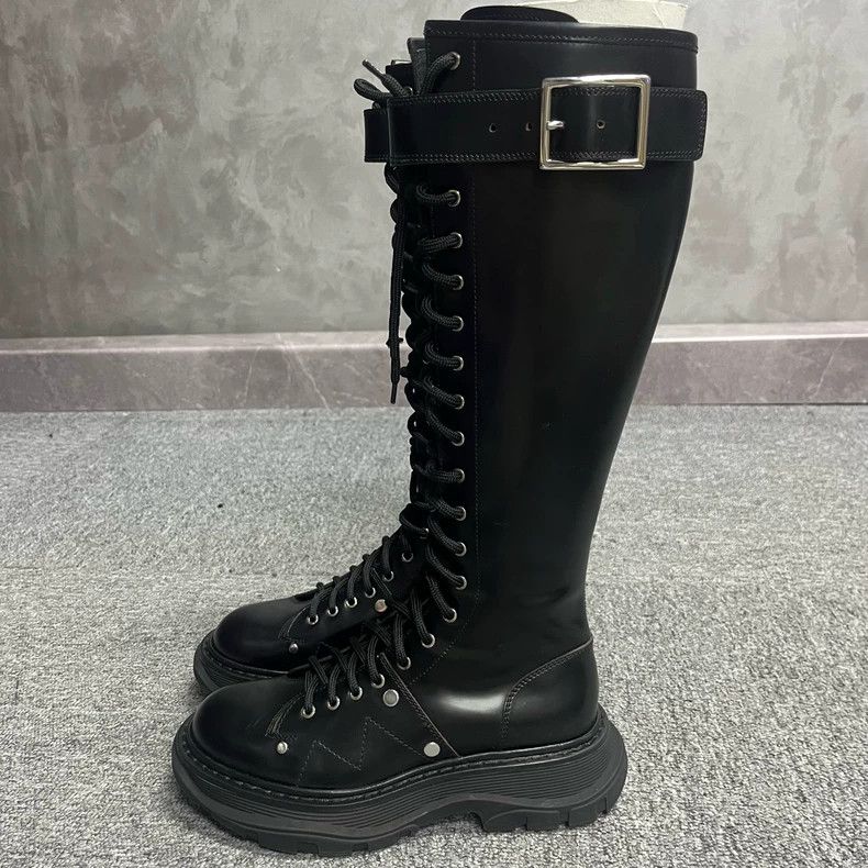 Alexander McQueen Alexander McQueen Black Tread Combat Boots Size US 5.5 / EU 38 - 3 Thumbnail