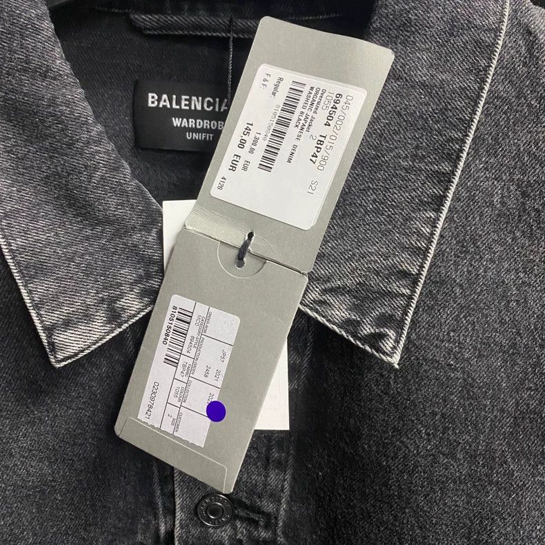 Balenciaga Balenciaga Black Gray Logo Denim Jacket Size US M / EU 48-50 / 2 - 7 Thumbnail