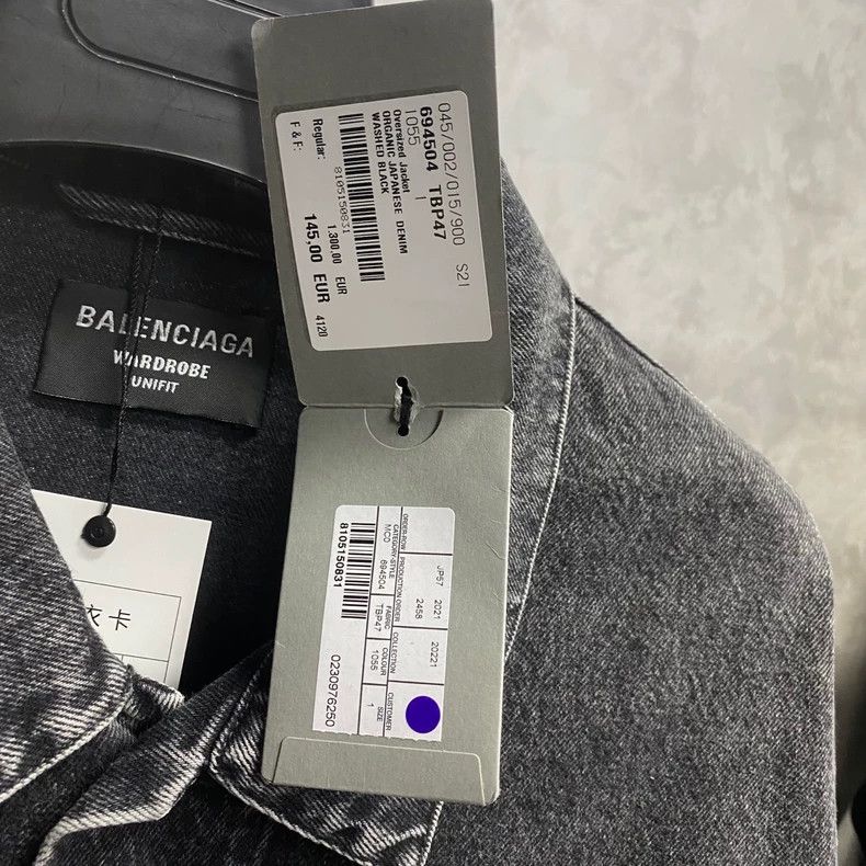 Balenciaga Balenciaga Black Gray Logo Denim Jacket Size US M / EU 48-50 / 2 - 5 Thumbnail
