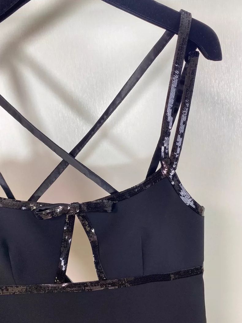 Miu Miu Sequined Back Cross Strap Dress
