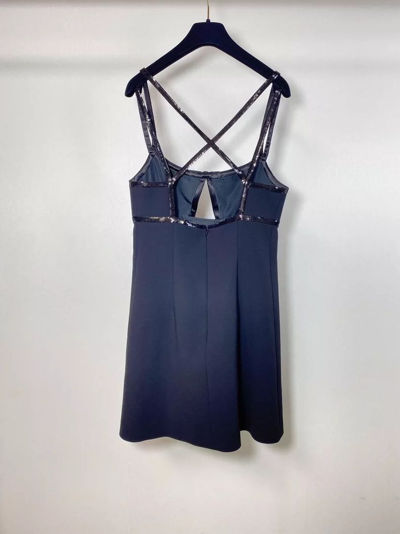 Miu Miu Sequined Back Cross Strap Dress