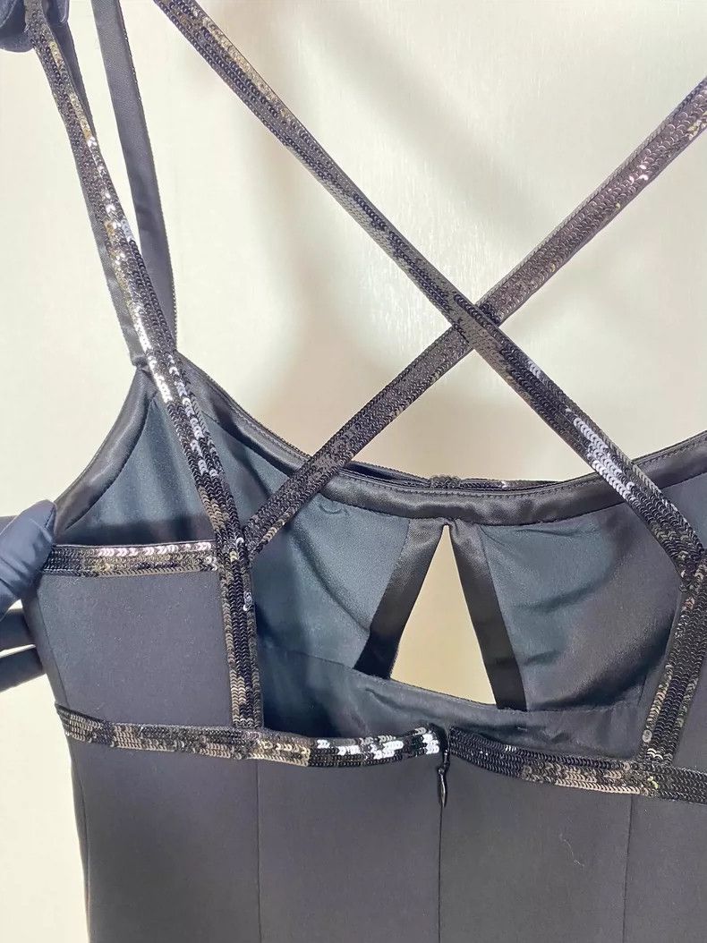 Miu Miu Sequined Back Cross Strap Dress