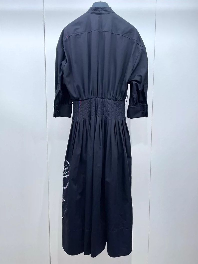 Dior Black High-Neck Waist-Defined Dress by DIOR Size US 34 / EU 50 - 2 Thumbnail