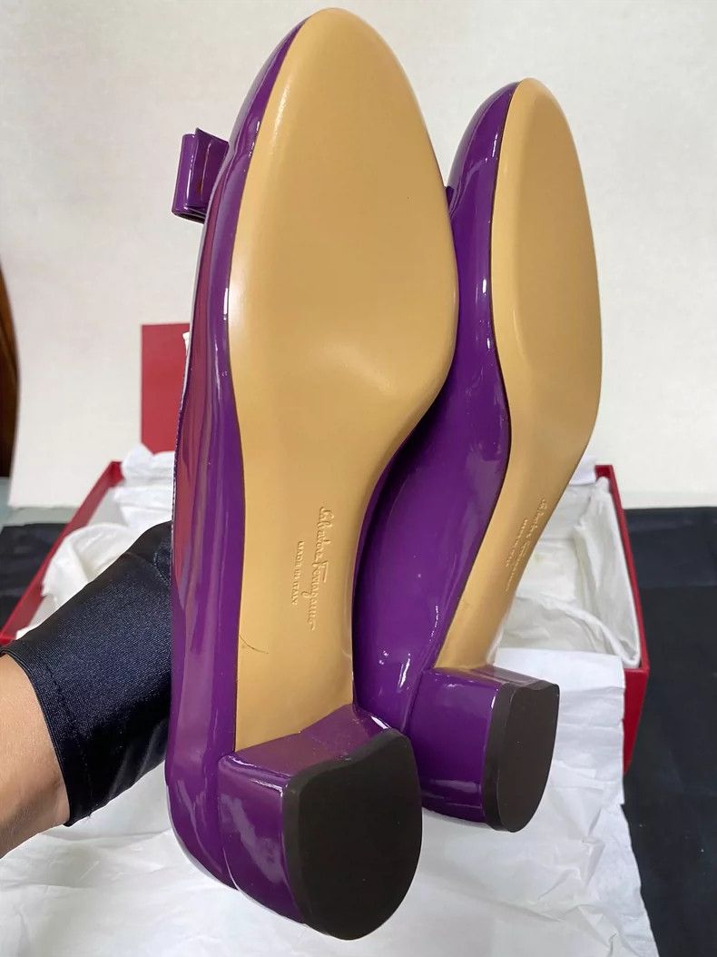 Jimmy Choo Purple Bow Low Heel Shoes by Ferragamo Size US 7.5 / EU 40-41 - 7 Thumbnail