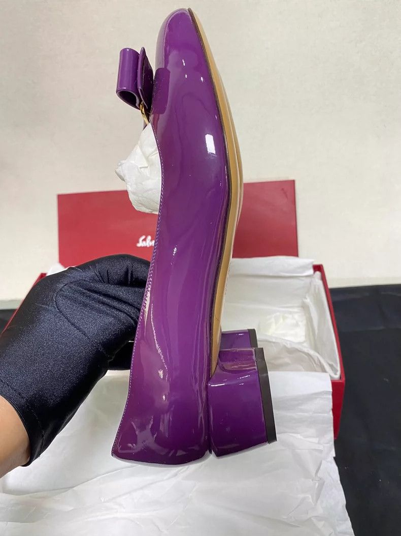 Jimmy Choo Purple Bow Low Heel Shoes by Ferragamo Size US 7.5 / EU 40-41 - 4 Thumbnail