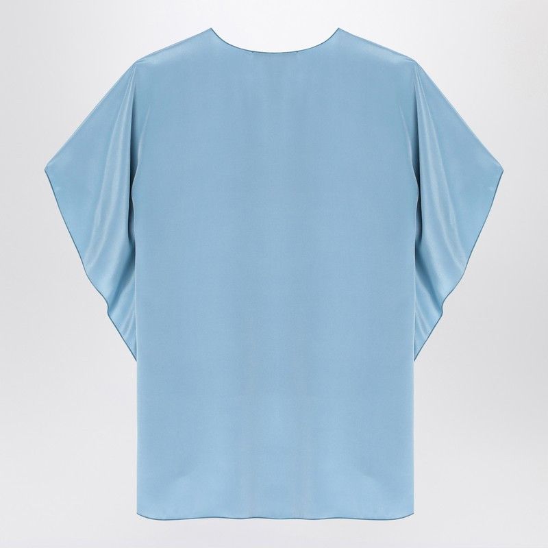 Max Mara Max Mara Pianoforte Light Blue Flowy Silk Blouse Size S / US 4 / IT 40 - 2 Thumbnail