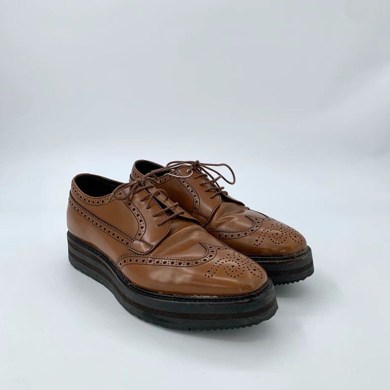 Prada Prada Brown Baroque Lace-Up Thick Sole Shoes Size US 7.5 / EU 40-41 - 2 Thumbnail