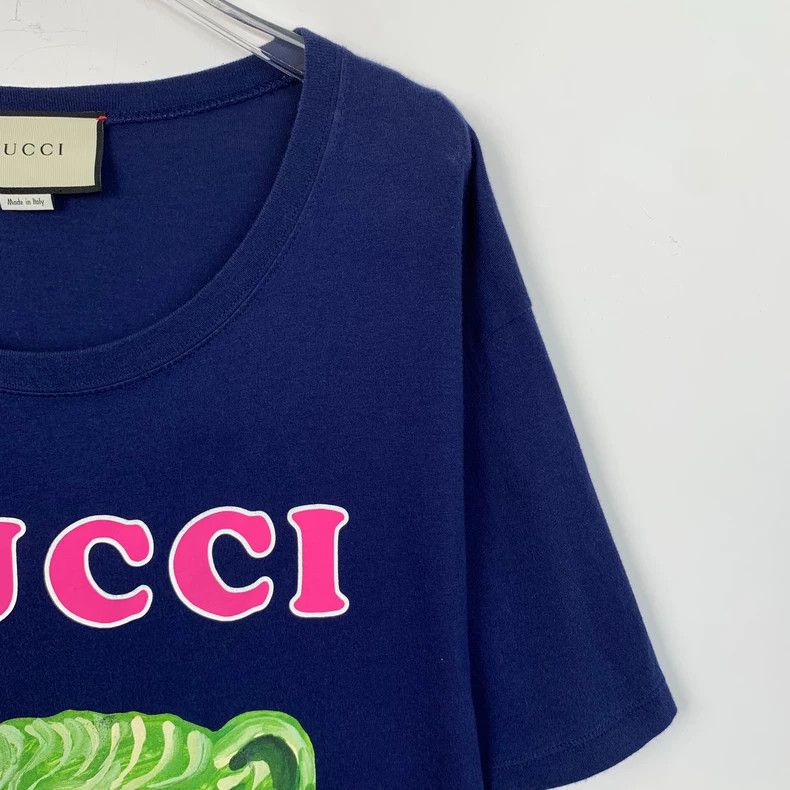 Gucci Gucci Blue Logo Bear Print Cotton T-Shirt Size US M / EU 48-50 / 2 - 3 Thumbnail