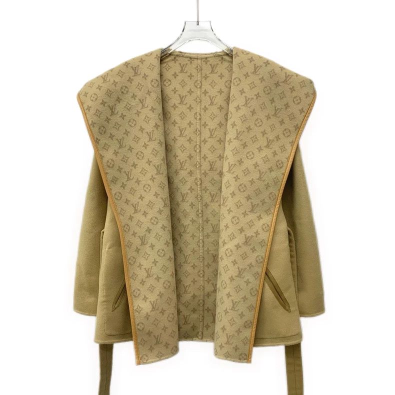 Louis Vuitton Louis Vuitton Brown Logo Printed Wool Coat Size US L / EU 52-54 / 3 - 3 Thumbnail