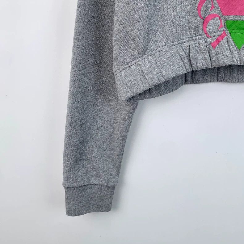 Gucci Gucci Gray Pink Logo Cropped Long Sleeve Sweatshirt Size US S / EU 44-46 / 1 - 5 Thumbnail
