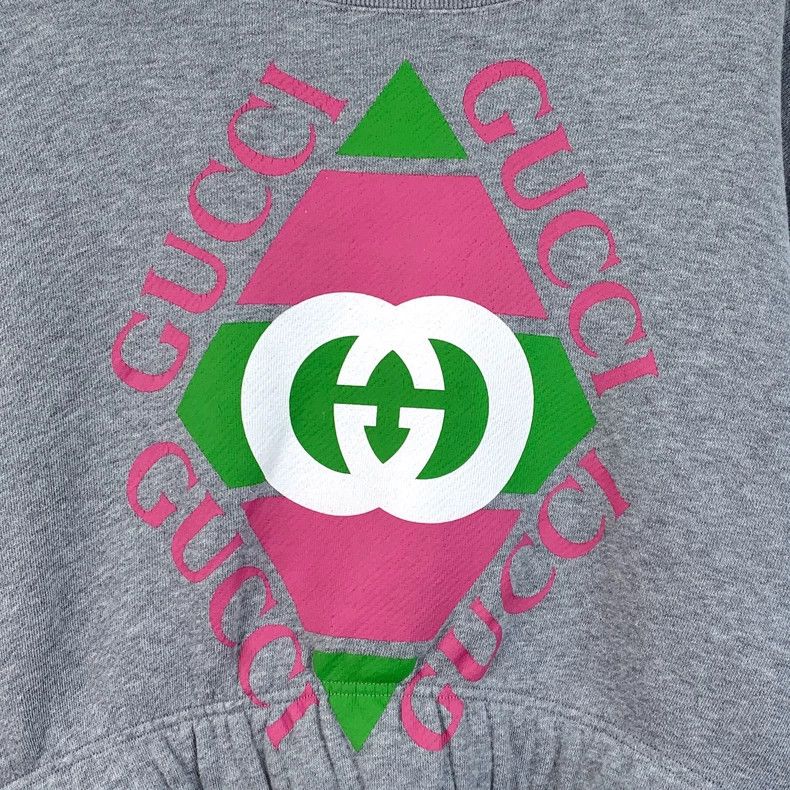 Gucci Gucci Gray Pink Logo Cropped Long Sleeve Sweatshirt Size US S / EU 44-46 / 1 - 4 Thumbnail