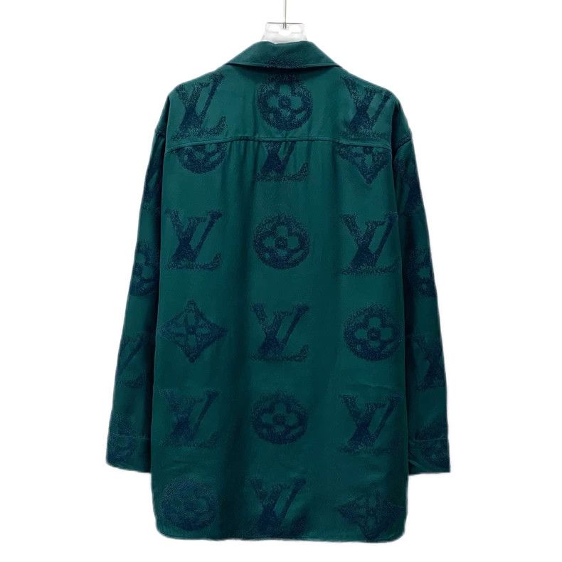 Louis Vuitton Louis Vuitton Green Silk Shirt with Logo Size US M / EU 48-50 / 2 - 2 Thumbnail