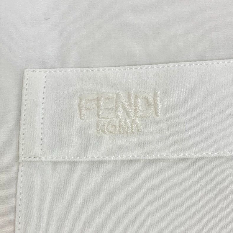 Fendi Fendi White Logo Embroidered Cotton Shirt Size US M / EU 48-50 / 2 - 5 Thumbnail