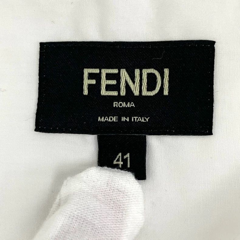 Fendi Fendi White Logo Embroidered Cotton Shirt Size US M / EU 48-50 / 2 - 6 Thumbnail