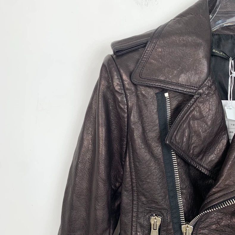 Balenciaga Balenciaga Purple Brown Leather Motorcycle Jacket Size US S / EU 44-46 / 1 - 3 Thumbnail