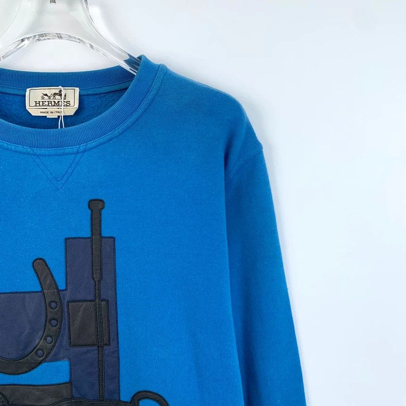 Hermes Hermes Blue Mechanical Pattern Long Sleeve Sweatshirt Size US M / EU 48-50 / 2 - 3 Thumbnail