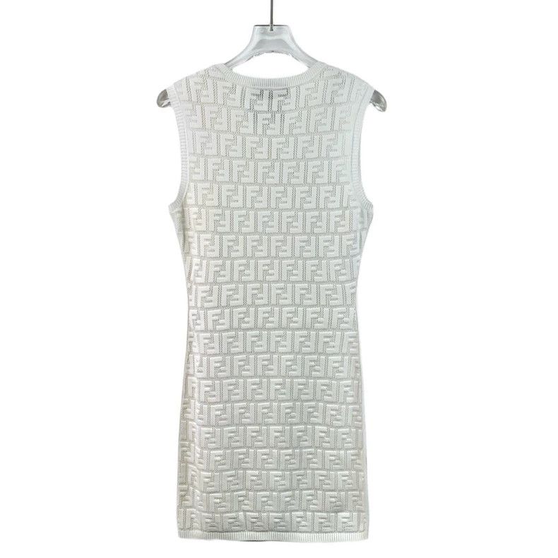 Fendi Fendi White Logo Sleeveless Knit Dress 38 S Size US S / EU 44-46 / 1 - 2 Thumbnail