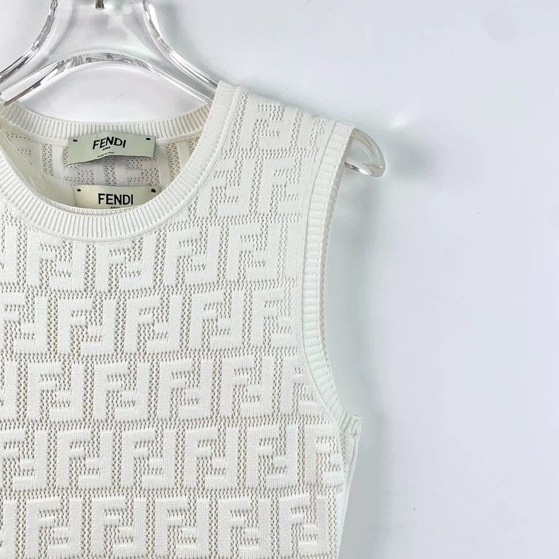 Fendi Fendi White Logo Sleeveless Knit Dress 38 S Size US S / EU 44-46 / 1 - 4 Thumbnail