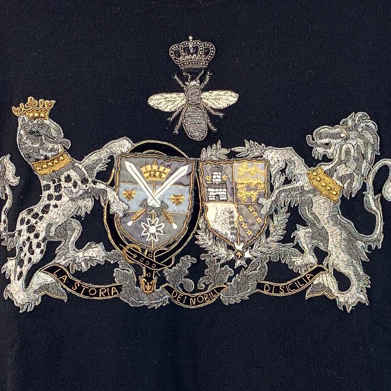 Dolce&Gabbana Black Wool Sweater with Embroidery