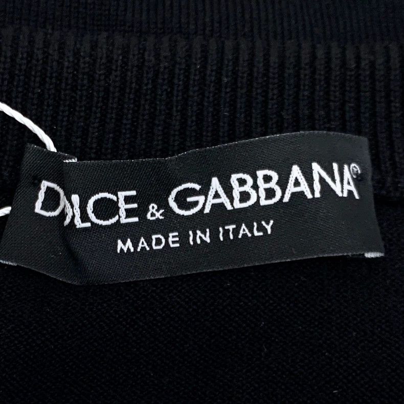 Dolce&Gabbana Black Wool Sweater with Embroidery