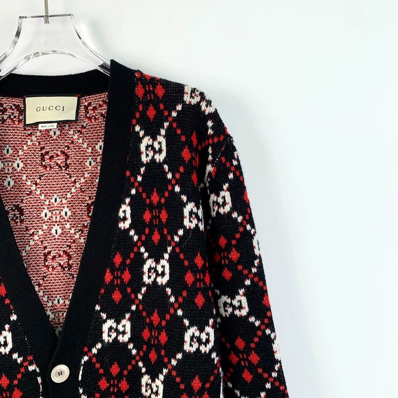 Gucci Gucci Black Red Logo Knit Long Sleeve Sweater Size US M / EU 48-50 / 2 - 3 Thumbnail
