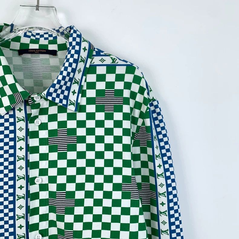 Louis Vuitton Louis Vuitton Green Checkered Long Sleeve Shirt Size US L / EU 52-54 / 3 - 3 Thumbnail