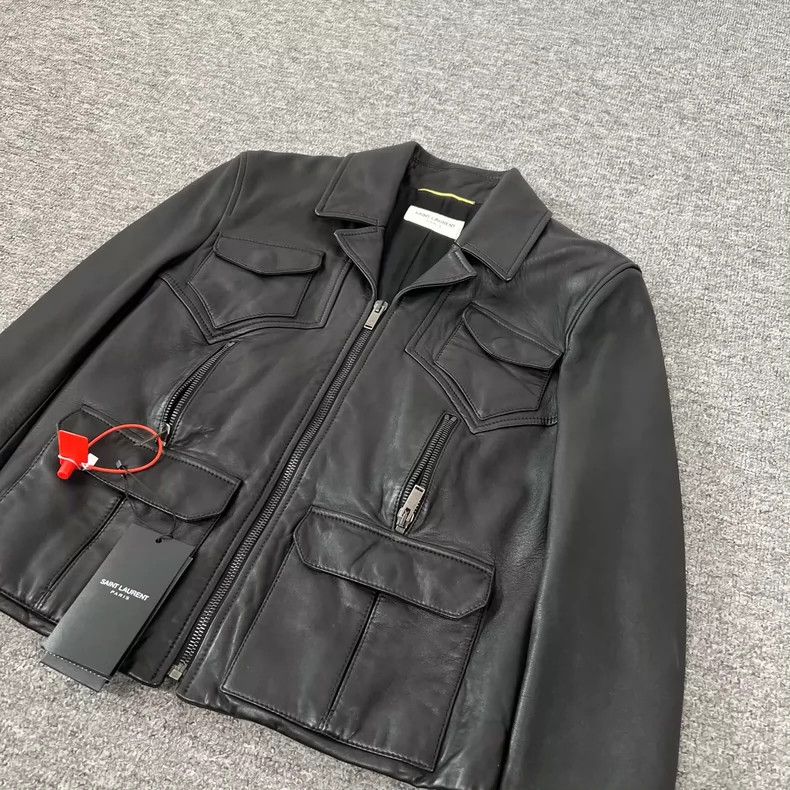 Saint Laurent Paris Saint Laurent Black Leather Biker Jacket Size US S / EU 44-46 / 1 - 4 Thumbnail
