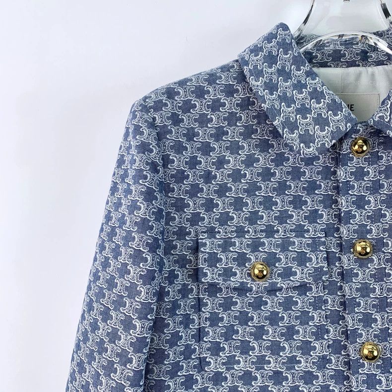 Celine Blue Printed Celine Long Sleeve Jacket Size US S / EU 44-46 / 1 - 3 Thumbnail
