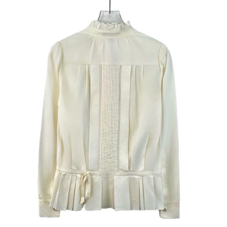 Louis Vuitton Louis Vuitton Beige Cotton Lace Long Sleeve Shirt Size US XXS / EU 40 - 2 Thumbnail