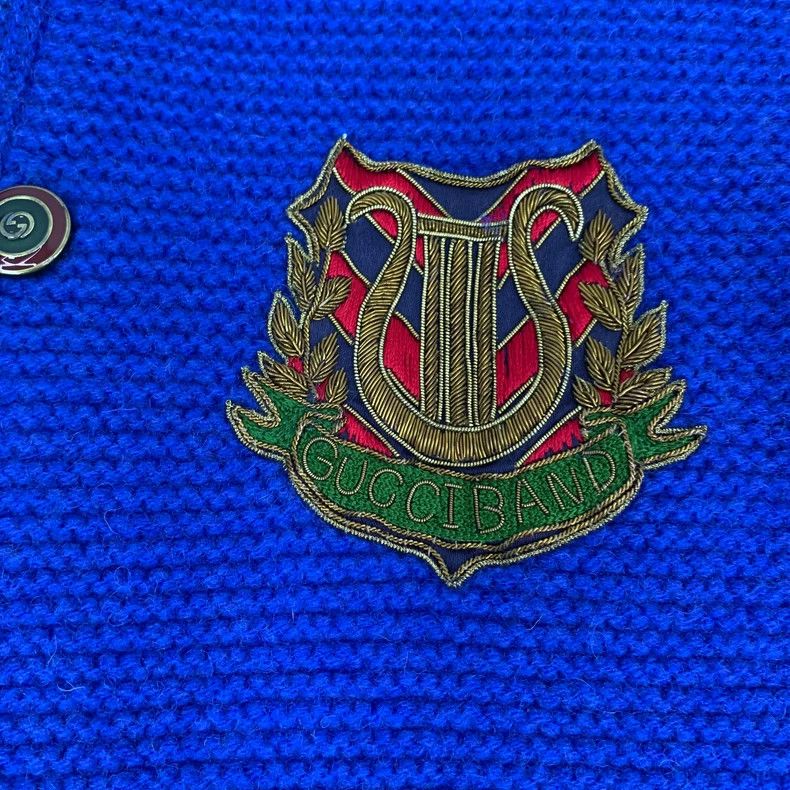 Gucci Gucci Blue Embroidered Wool Cardigan M Size Size US M / EU 48-50 / 2 - 5 Thumbnail
