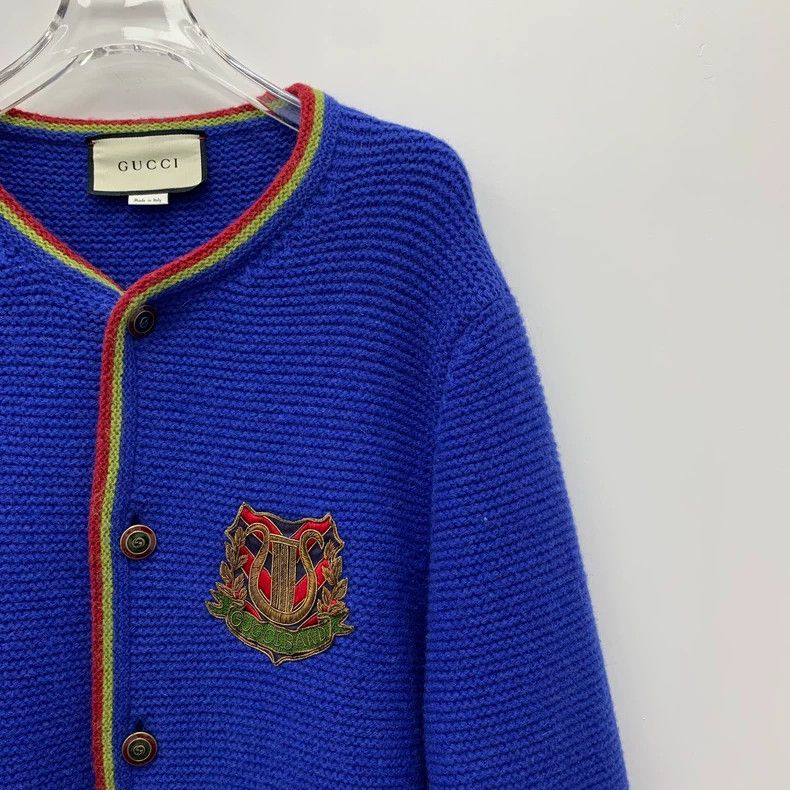 Gucci Gucci Blue Embroidered Wool Cardigan M Size Size US M / EU 48-50 / 2 - 3 Thumbnail