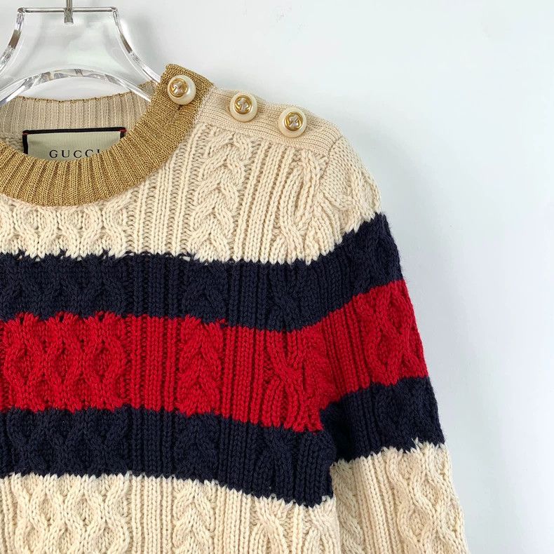Gucci Gucci Striped Knit Sweater with Pearl Buttons Size US XS / EU 42 / 0 - 3 Thumbnail